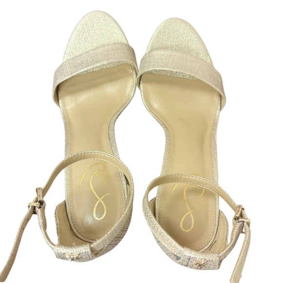 Sam Edelman Women’s Yaro Sandals Size 10.5 Metallic gold Ankle Strap Shelf pull - Picture 7 of 13